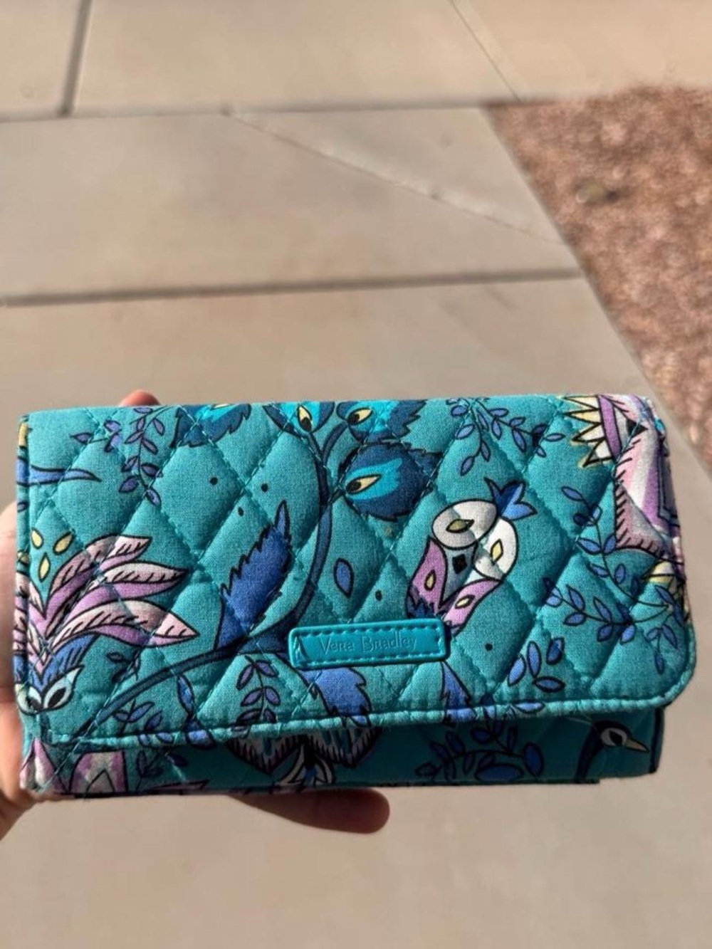Vera Bradley Teal Quilted Floral Card Holder
